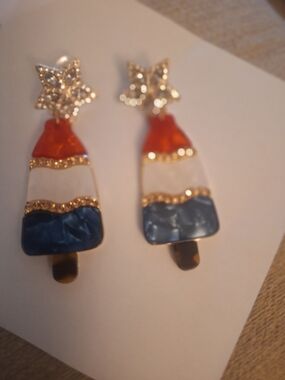 Tricolor Popsicle Drop Earrings with Star Pierced Studs